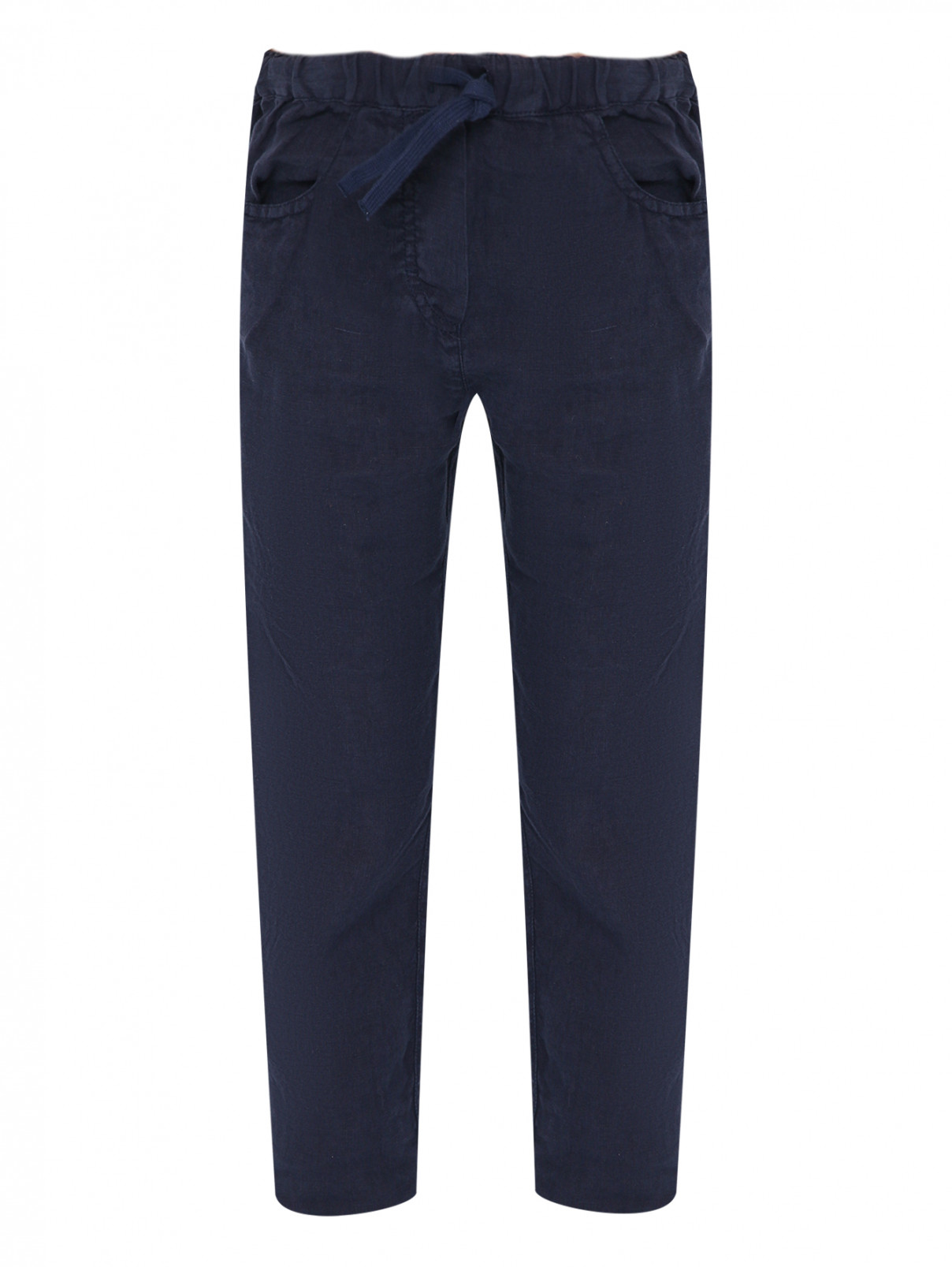 Льняные брюки с карманами Il Gufo  –  Общий вид  – Цвет:  Синий