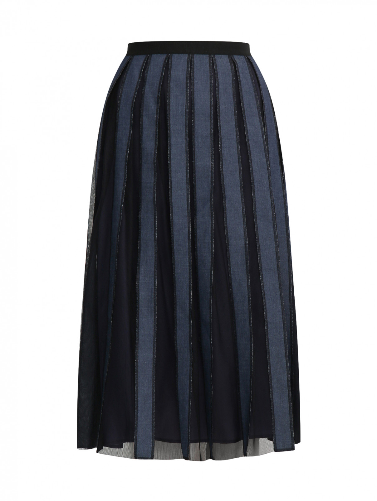 Юбка в складку из комбинированной ткани Antonio Marras  –  Общий вид  – Цвет:  Синий