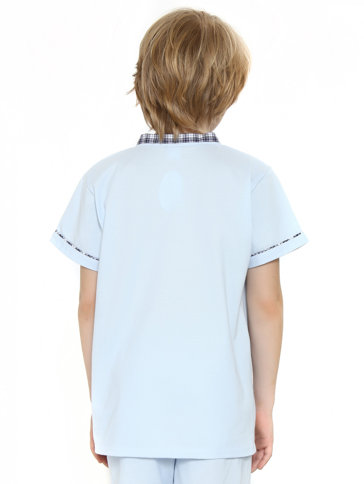 Пижама из хлопка с контрастной отделкой и аппликацией Giottino  –  Модель Верх-Низ1  – Цвет:  Синий