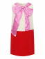 Платье из шелка в стиле колор-блок с бантиком Gucci  –  Общий вид
