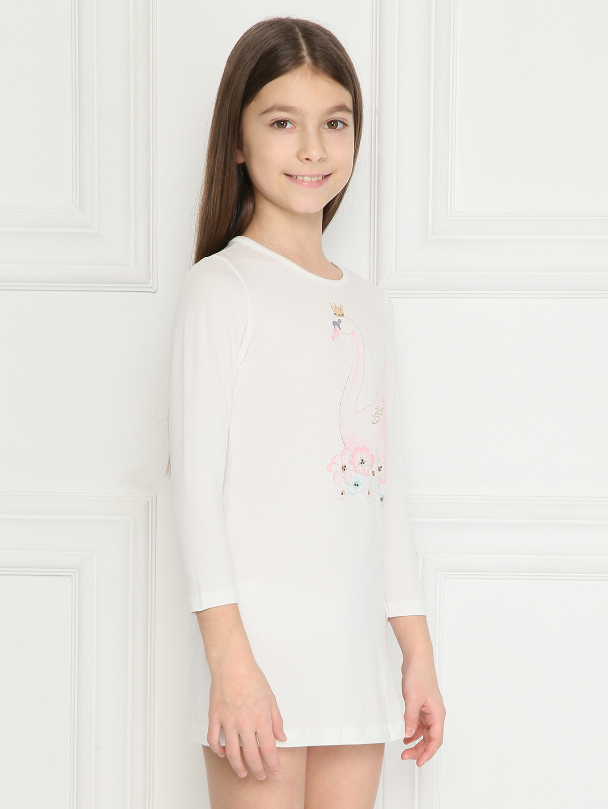 Рубашка с принтом Sanetta  –  МодельВерхНиз  – Цвет:  Белый