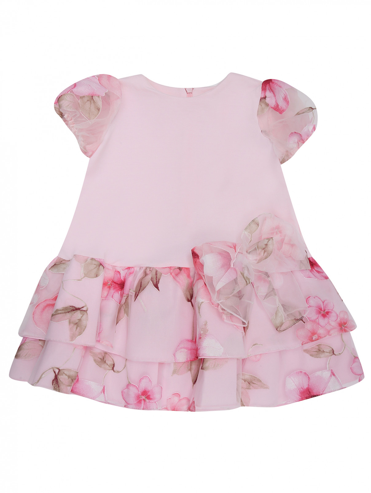 Платье трикотажное с бантом Nanan  –  Общий вид  – Цвет:  Розовый