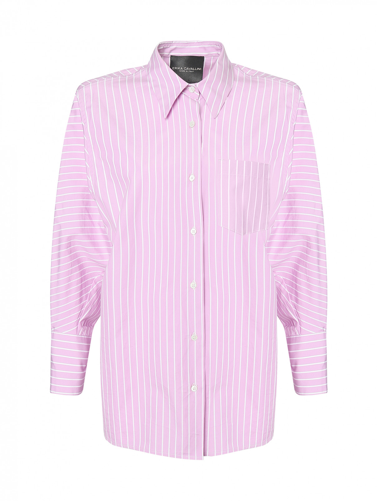 Рубашка в полоску свободного кроя Erika Cavallini  –  Общий вид  – Цвет:  Розовый