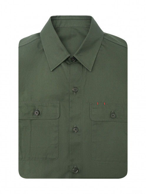 Рубашка из хлопка с накладными карманами - Общий вид