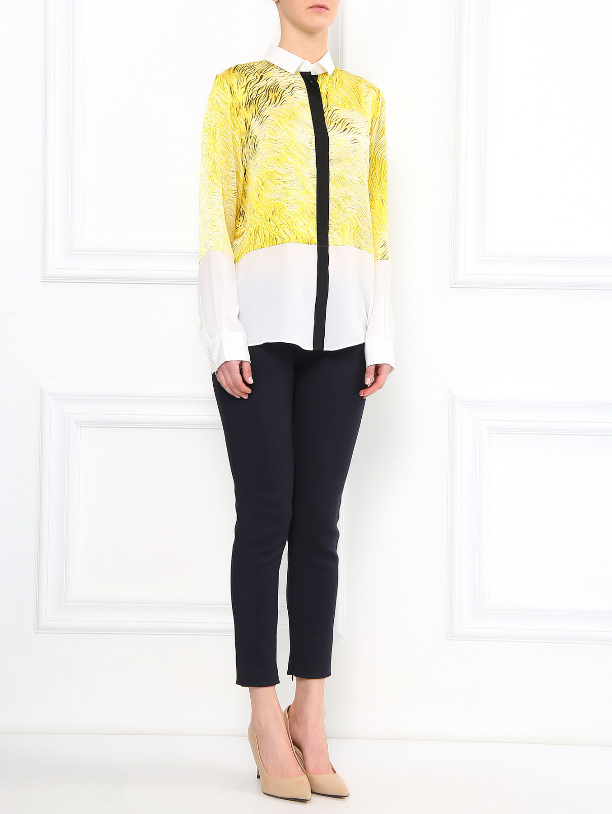 Блуза из шелка с узором Barbara Bui  –  Модель Общий вид  – Цвет:  Желтый