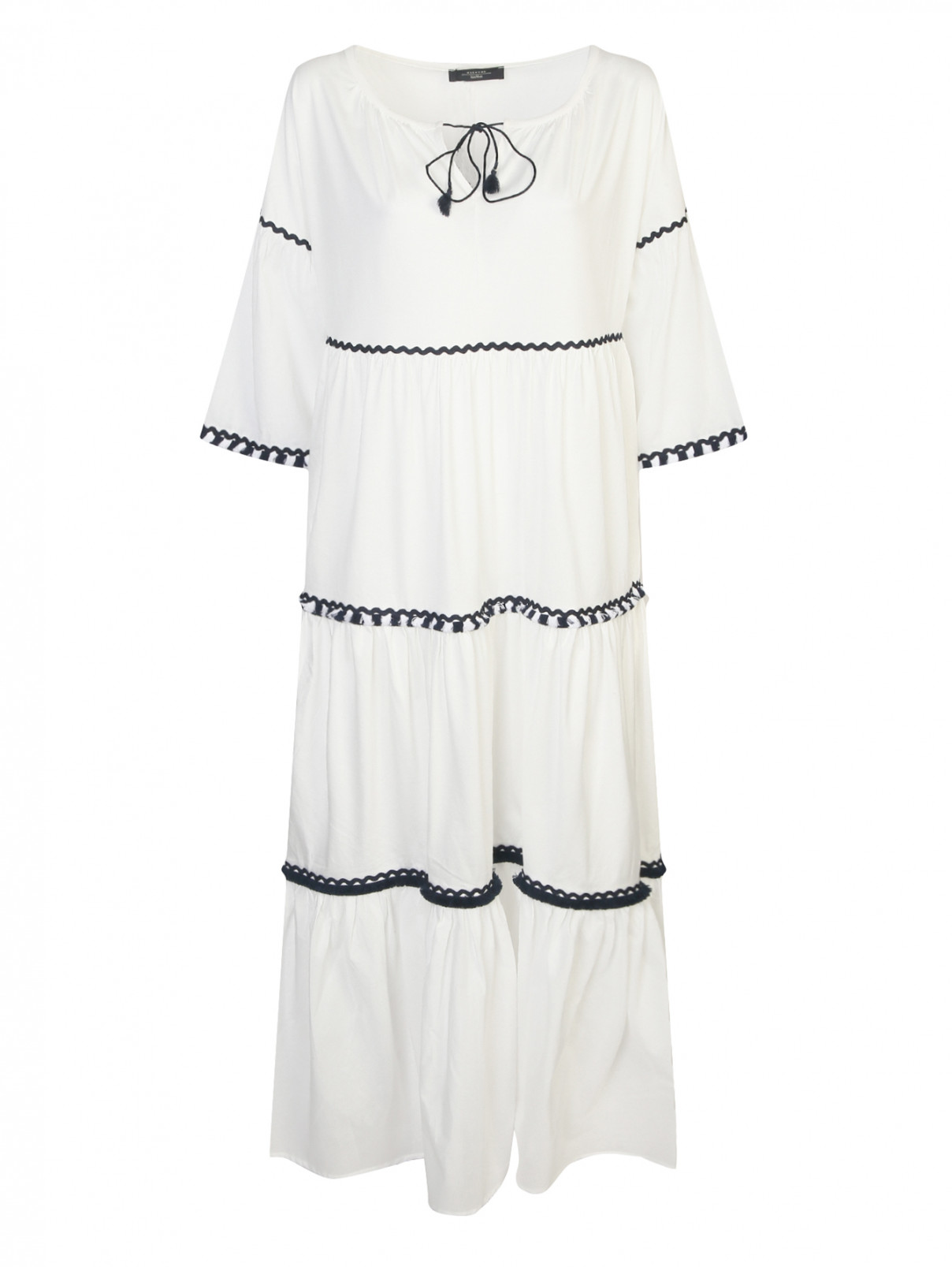 Платье свободного кроя из хлопка Weekend Max Mara  –  Общий вид  – Цвет:  Белый