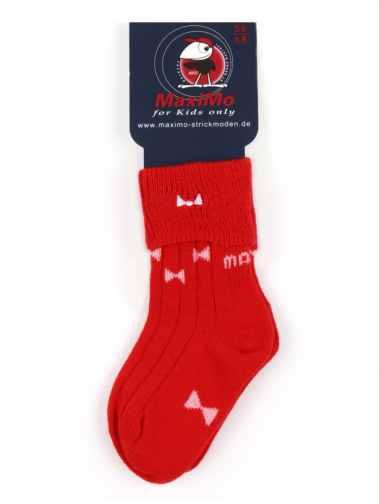 Носки из хлопка с принтом и вышивкой Maximo  –  Общий вид  – Цвет:  Красный