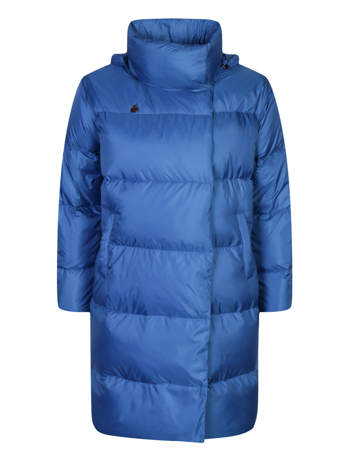 Пуховое стеганое пальто с капюшоном BOSCO  –  Общий вид  – Цвет:  Синий