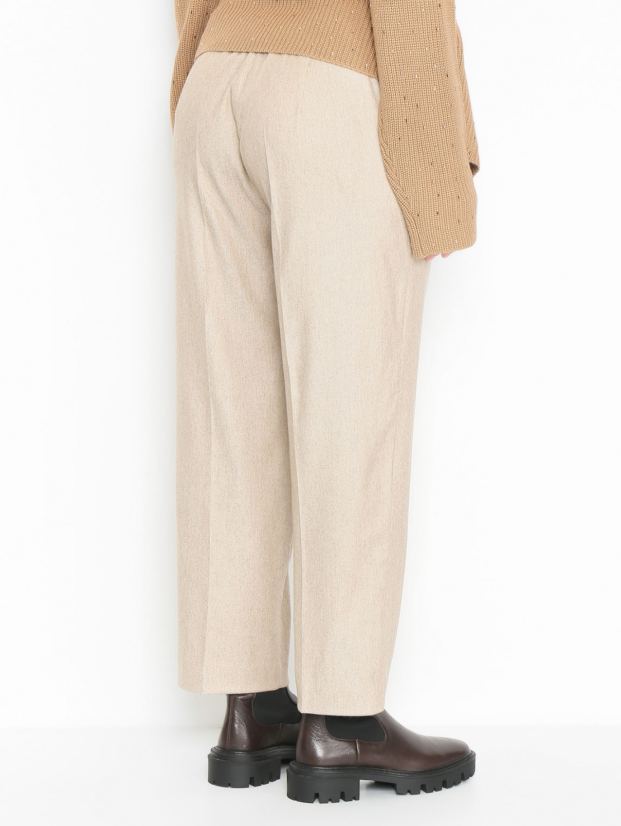 Однотонные брюки из смешанной шерсти Marina Rinaldi  –  МодельВерхНиз1  – Цвет:  Бежевый