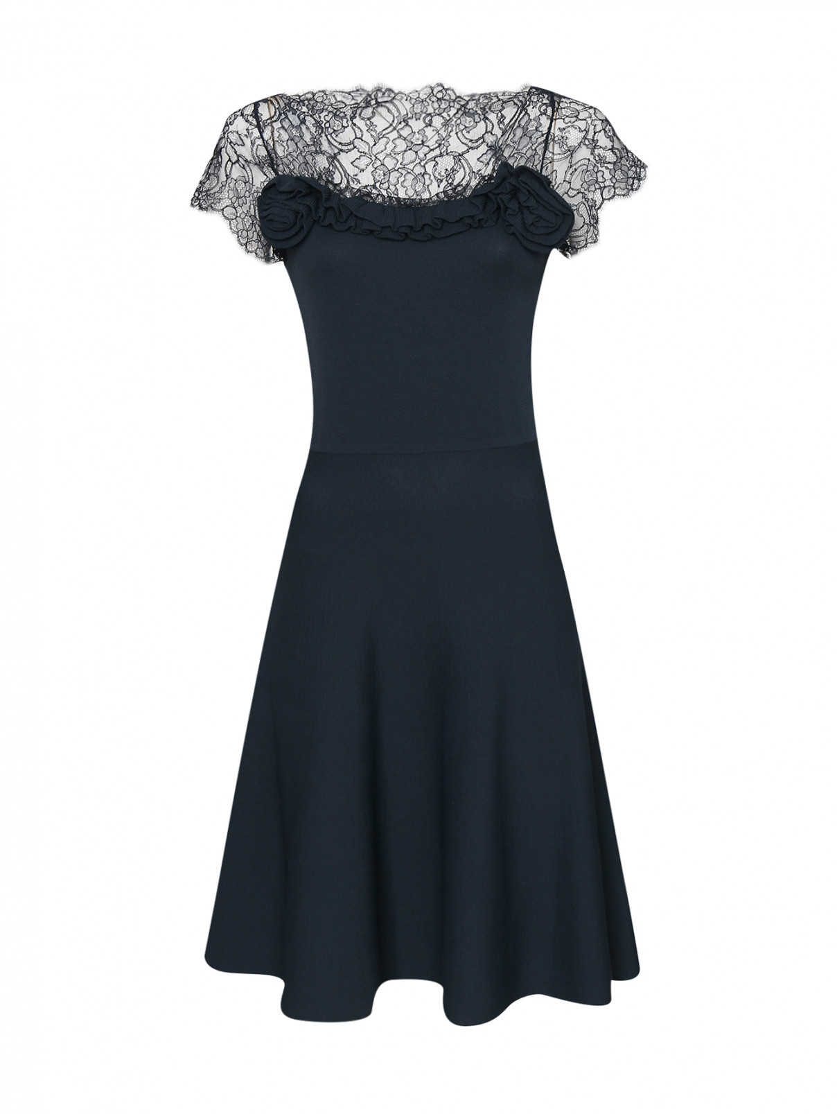 Трикотажное платье с декоративной отделкой Blumarine  –  Общий вид  – Цвет:  Синий