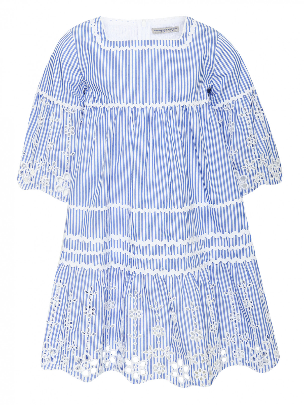 Платье из хлопка свободного кроя с узором "полоска" Ermanno Scervino Junior  –  Общий вид  – Цвет:  Узор