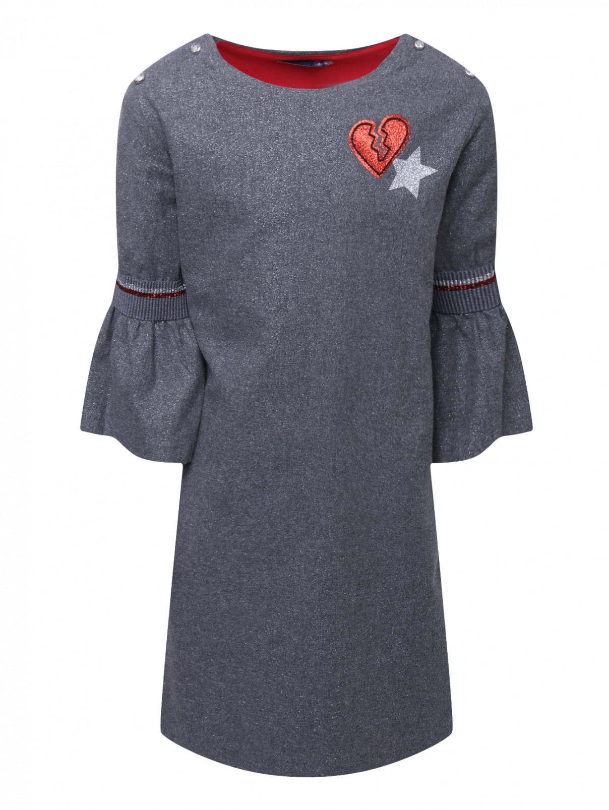Платье с аппликацией из блесток Ermanno Scervino Junior  –  Общий вид  – Цвет:  Серый