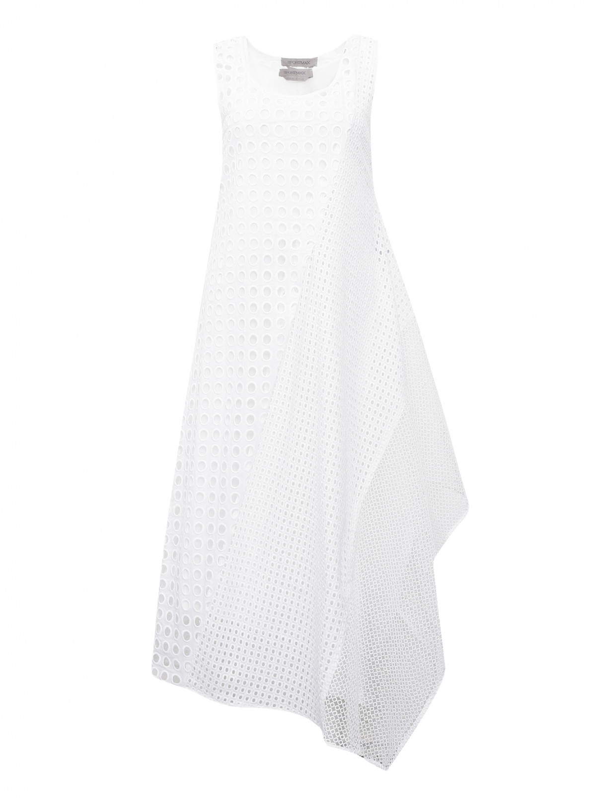 Платье из хлопкового кружева Sportmax  –  Общий вид  – Цвет:  Белый