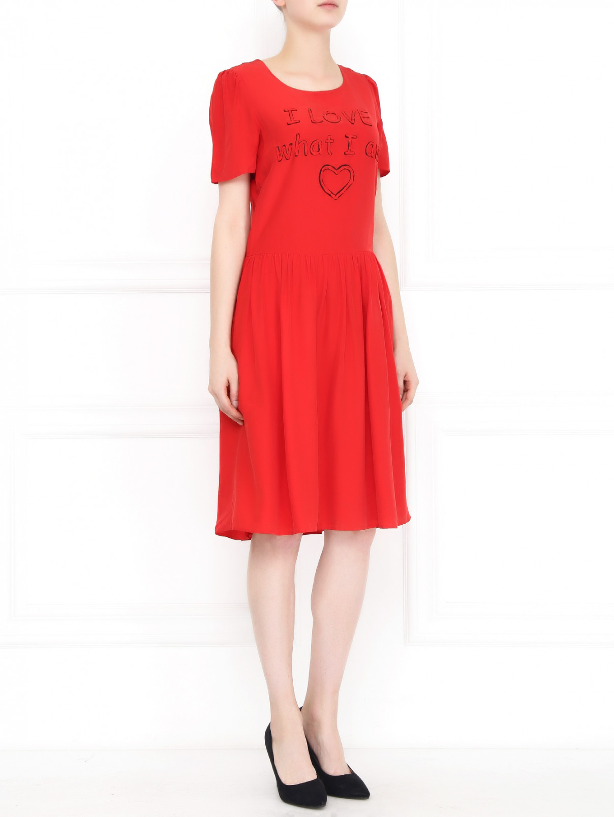 Платье-мини с короткими рукавами Love Moschino  –  Модель Общий вид  – Цвет:  Красный