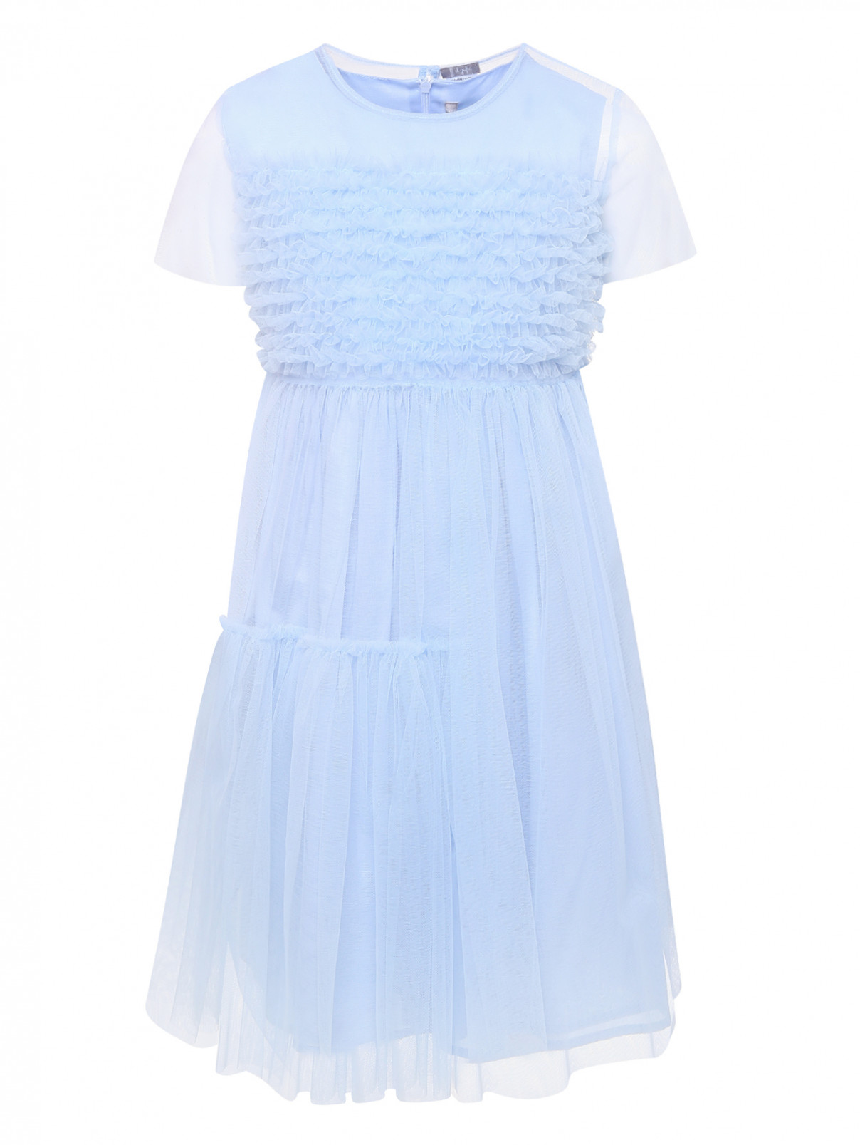 Двойное платье из хлопка и сетки Il Gufo  –  Общий вид  – Цвет:  Синий