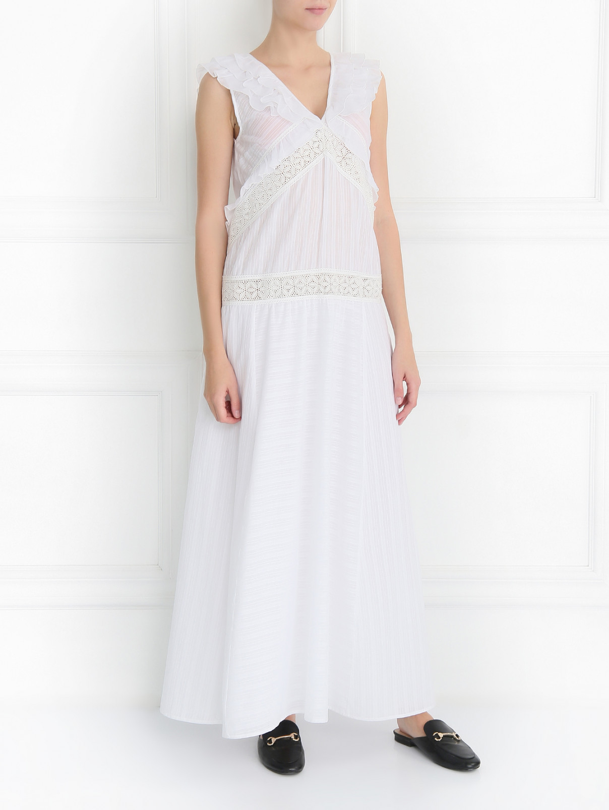 Платье-макси из хлопка I'M Isola Marras  –  Модель Общий вид  – Цвет:  Белый