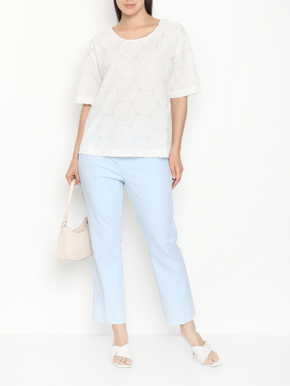 Укороченные брюки из смешанного хлопка Marina Rinaldi  –  МодельОбщийВид  – Цвет:  Синий