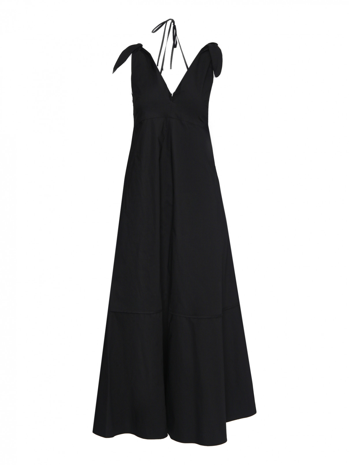Платье из хлопка на завязках Erika Cavallini  –  Общий вид  – Цвет:  Черный