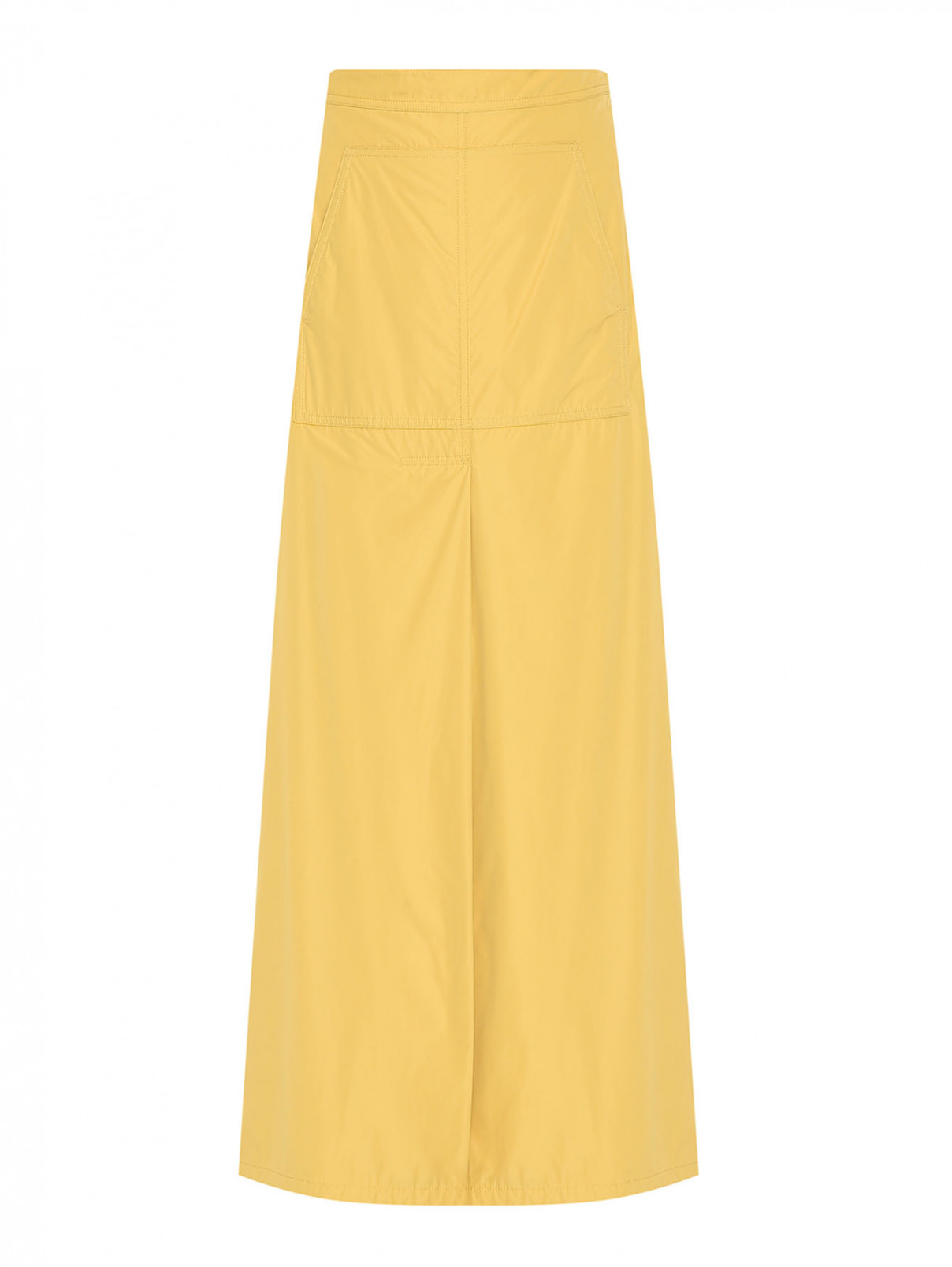 Однотонная юбка из нейлона с карманами Max Mara  –  Общий вид  – Цвет:  Желтый