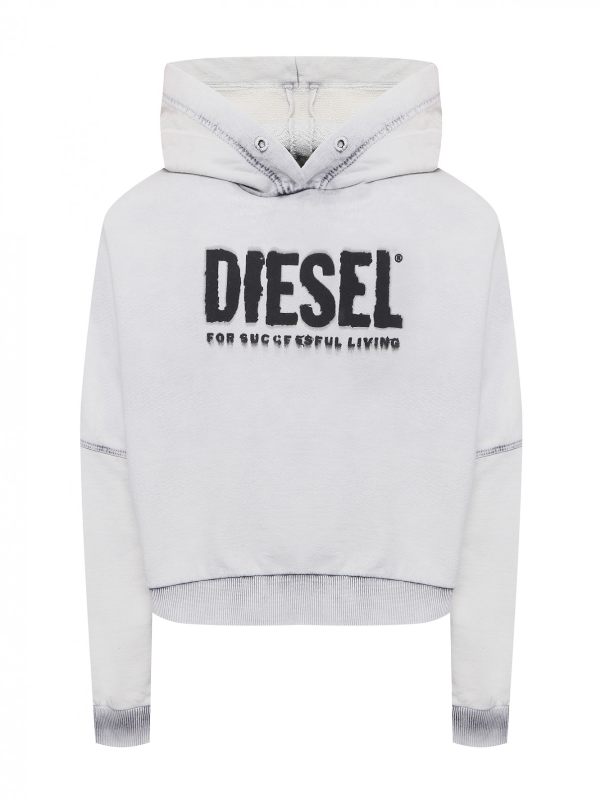 Толстовка с узором и капюшоном Diesel  –  Общий вид  – Цвет:  Серый