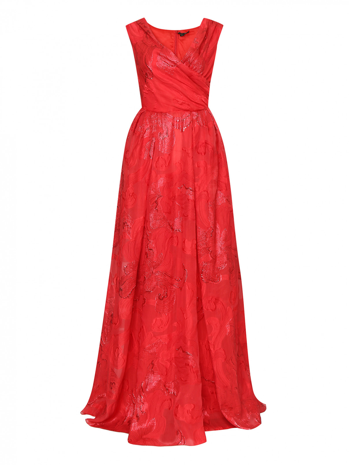 Платье-макси с узором Zuhair Murad  –  Общий вид  – Цвет:  Красный