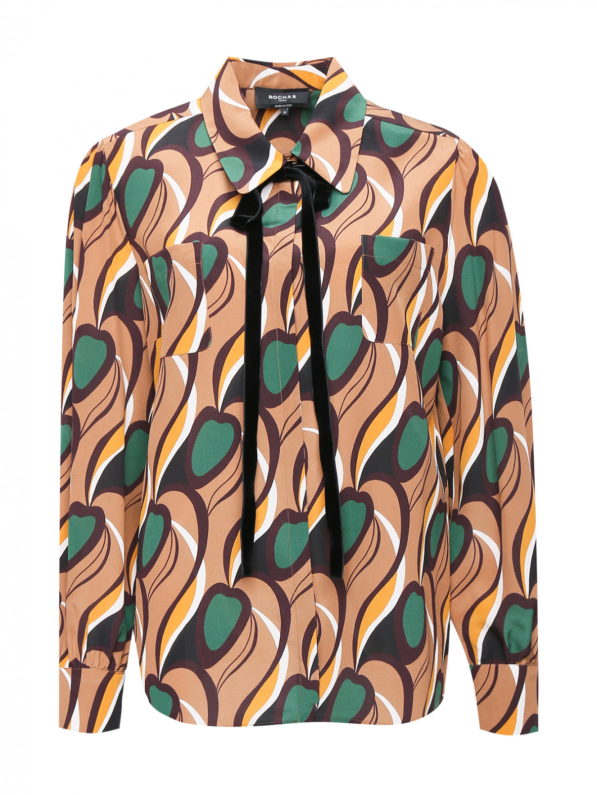 Блуза из шелка свободного кроя с узором Rochas  –  Общий вид  – Цвет:  Узор