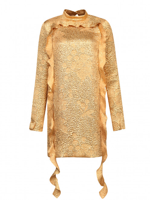 Платье-мини из фактурного шелка с оборками Rochas - Общий вид