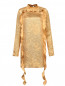 Платье-мини из фактурного шелка с оборками Rochas  –  Общий вид