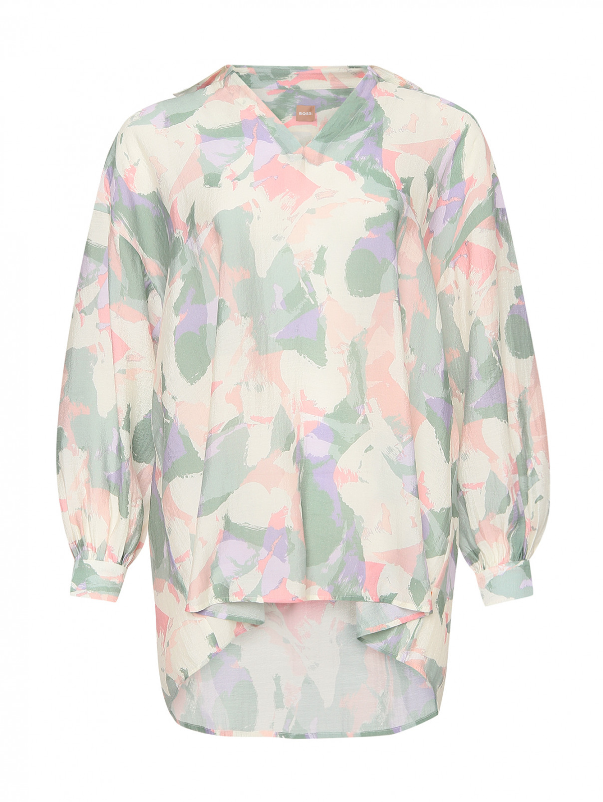 Блуза свободного кроя с узором Hugo Boss  –  Общий вид  – Цвет:  Мультиколор