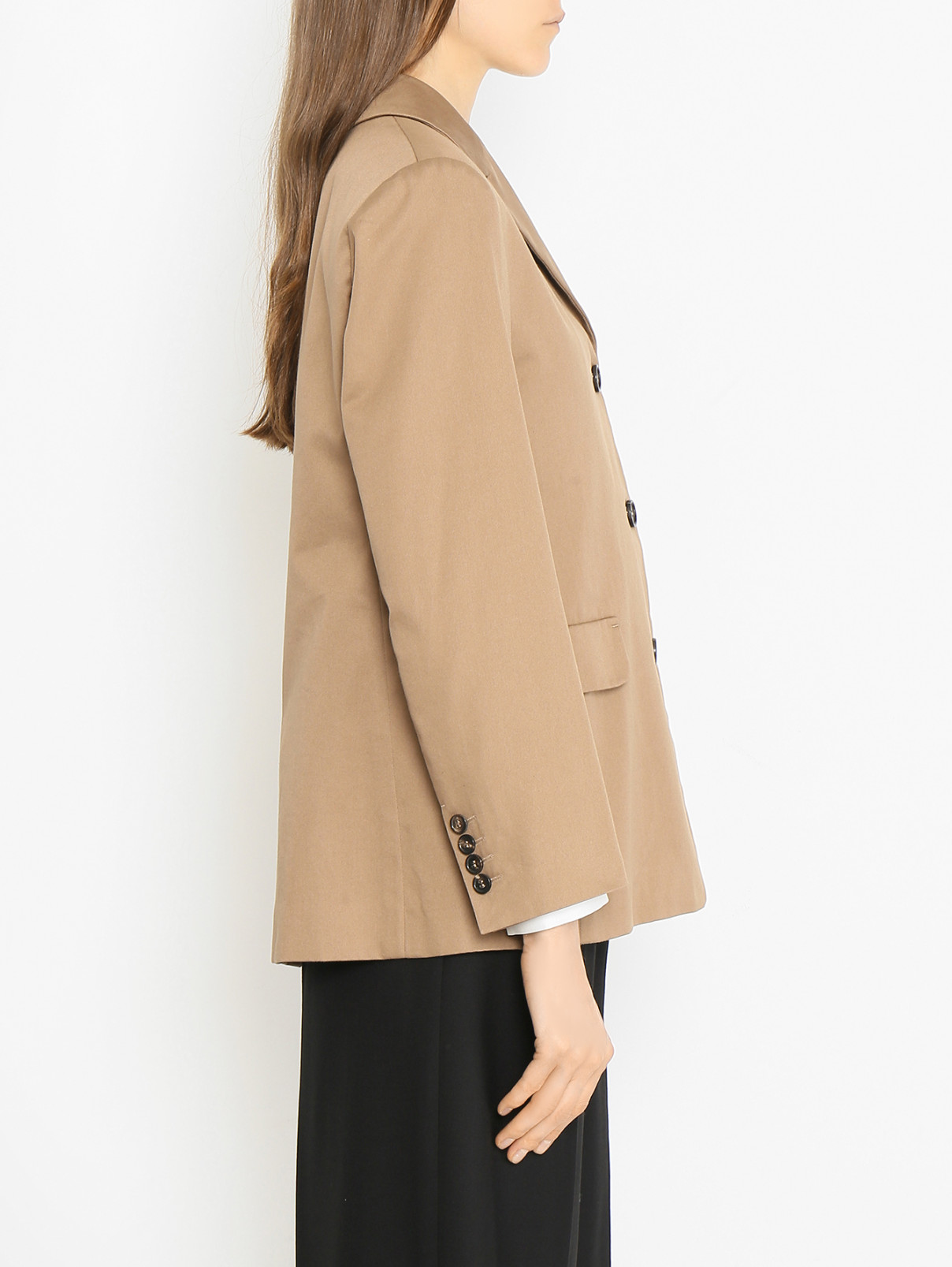 Жакет из хлопка однотонный Max Mara  –  МодельВерхНиз1  – Цвет:  Коричневый