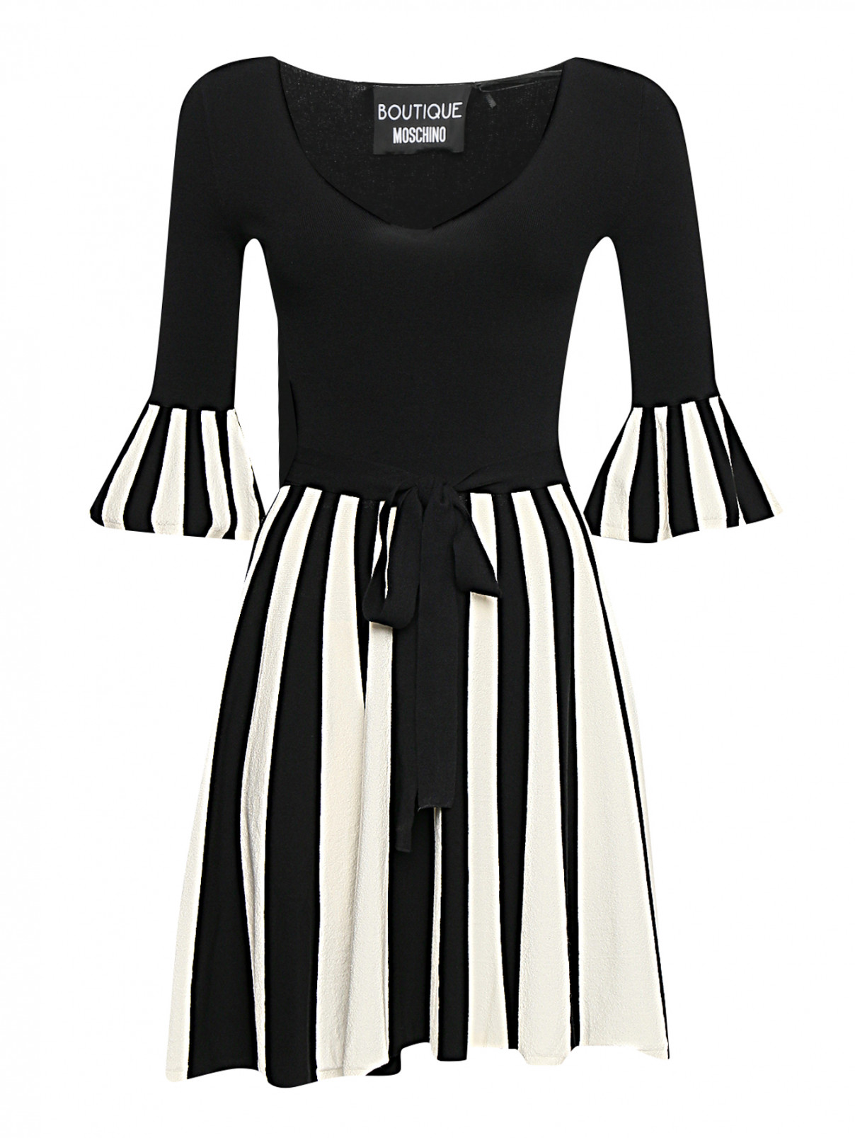 Трикотажное платье с контрастной отделкой BOUTIQUE MOSCHINO  –  Общий вид  – Цвет:  Черный