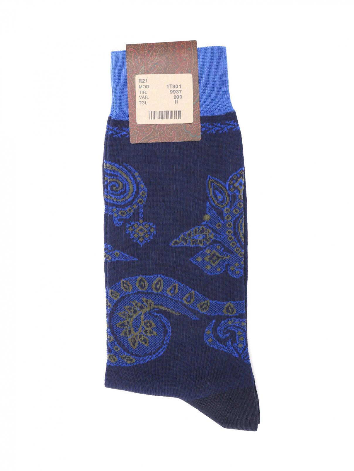 Носки из хлопка с узором Etro  –  Общий вид  – Цвет:  Синий