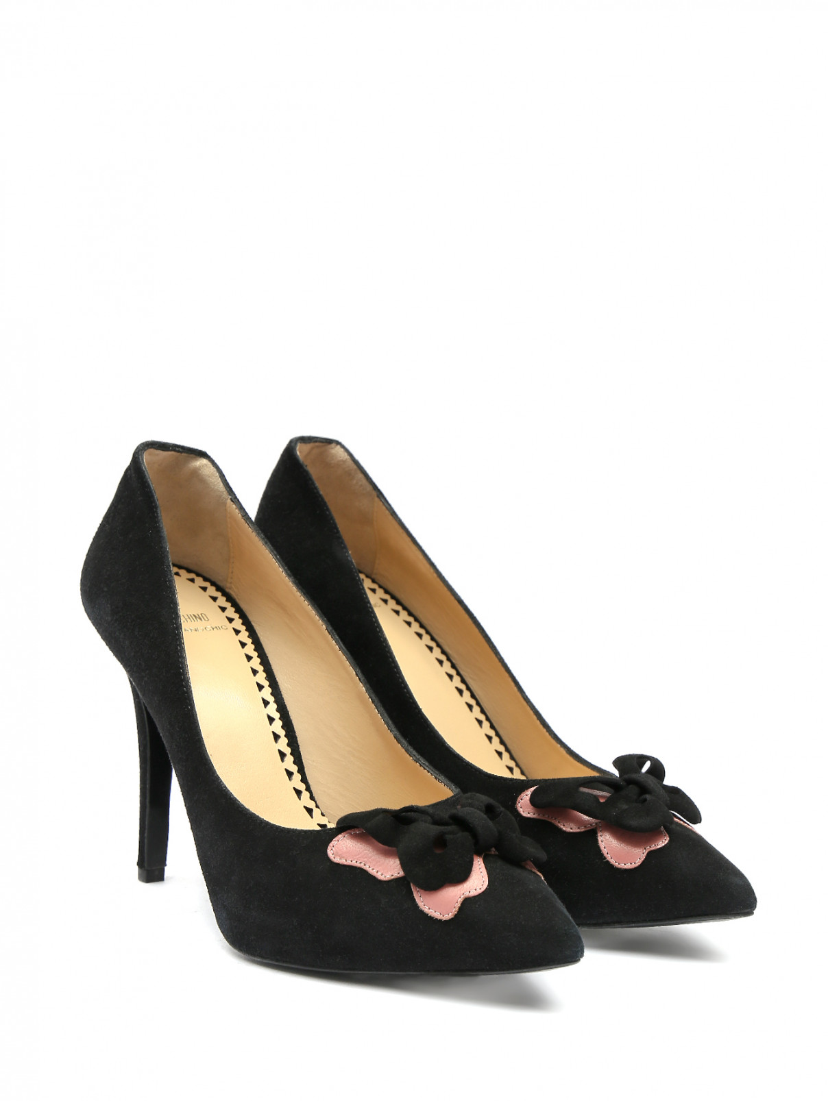 Туфли из замши на каблуке Moschino  –  Общий вид  – Цвет:  Черный
