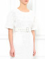 Платье из смешанного шелка с узором и поясом в комплекте Jil Sander  –  Модель Верх-Низ