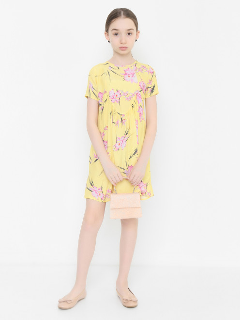 Платье из вискозы с цветочным узором - Общий вид