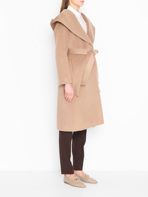 Пальто из смешанной шерсти с капюшоном - МодельВерхНиз
