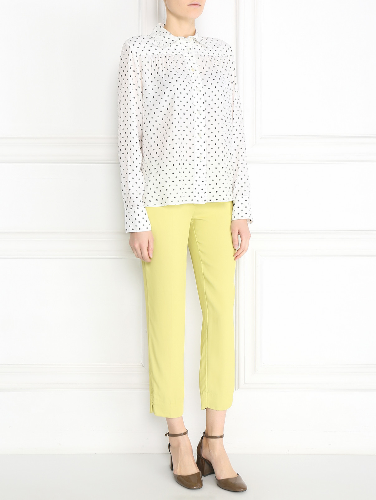 Блуза свободного кроя с цветочным узором See by Chloe  –  Модель Общий вид  – Цвет:  Белый