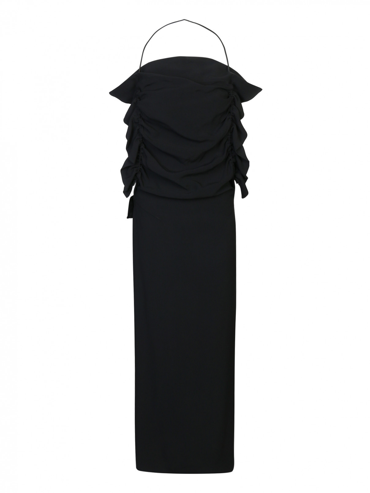 Платье со сборкой Jil Sander  –  Общий вид  – Цвет:  Черный