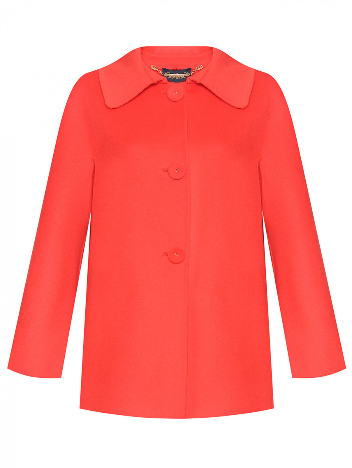 Пальто из смешанной шерсти на пуговицах Luisa Spagnoli  –  Общий вид  – Цвет:  Красный