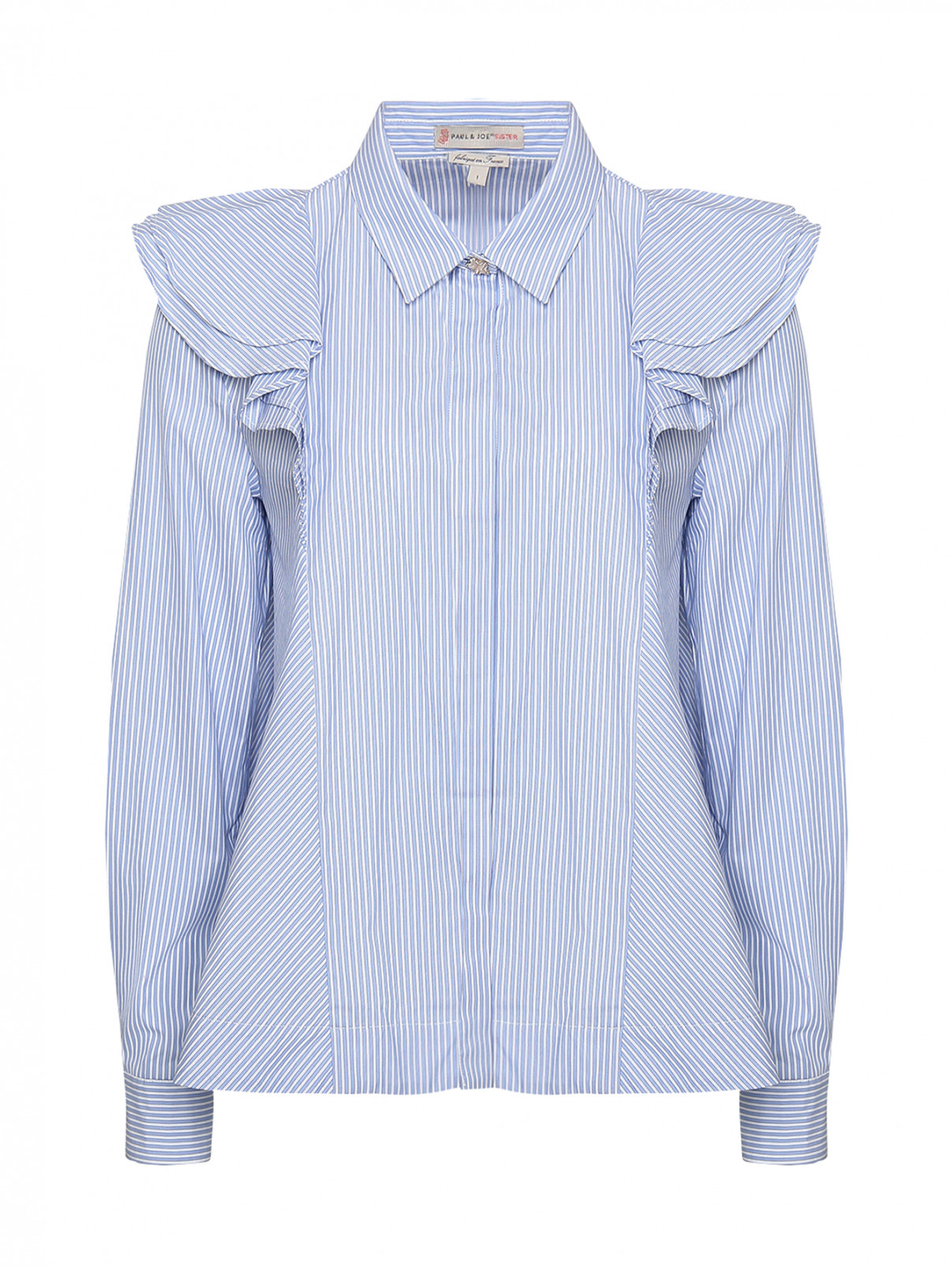 Блуза из хлопка с воланами Paul&Joe Sister  –  Общий вид  – Цвет:  Синий