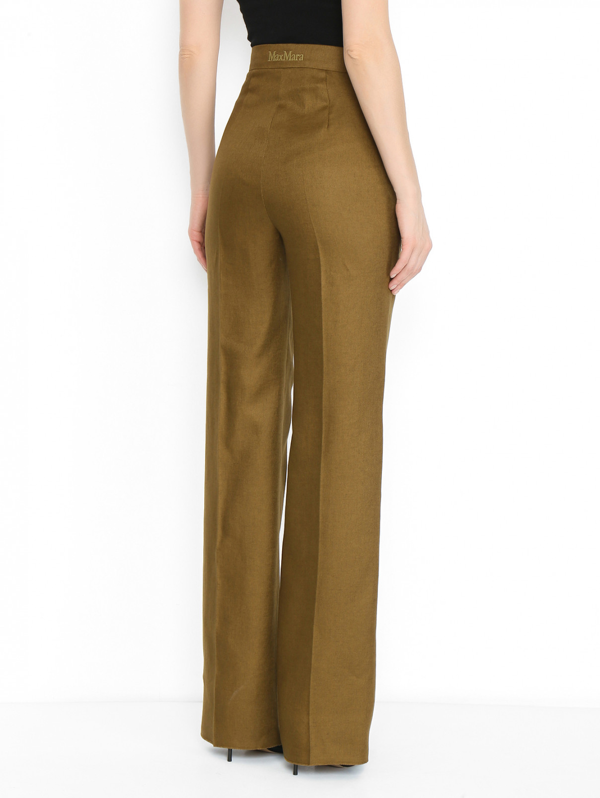 Прямые брюки из льна Max Mara  –  МодельВерхНиз1  – Цвет:  Зеленый