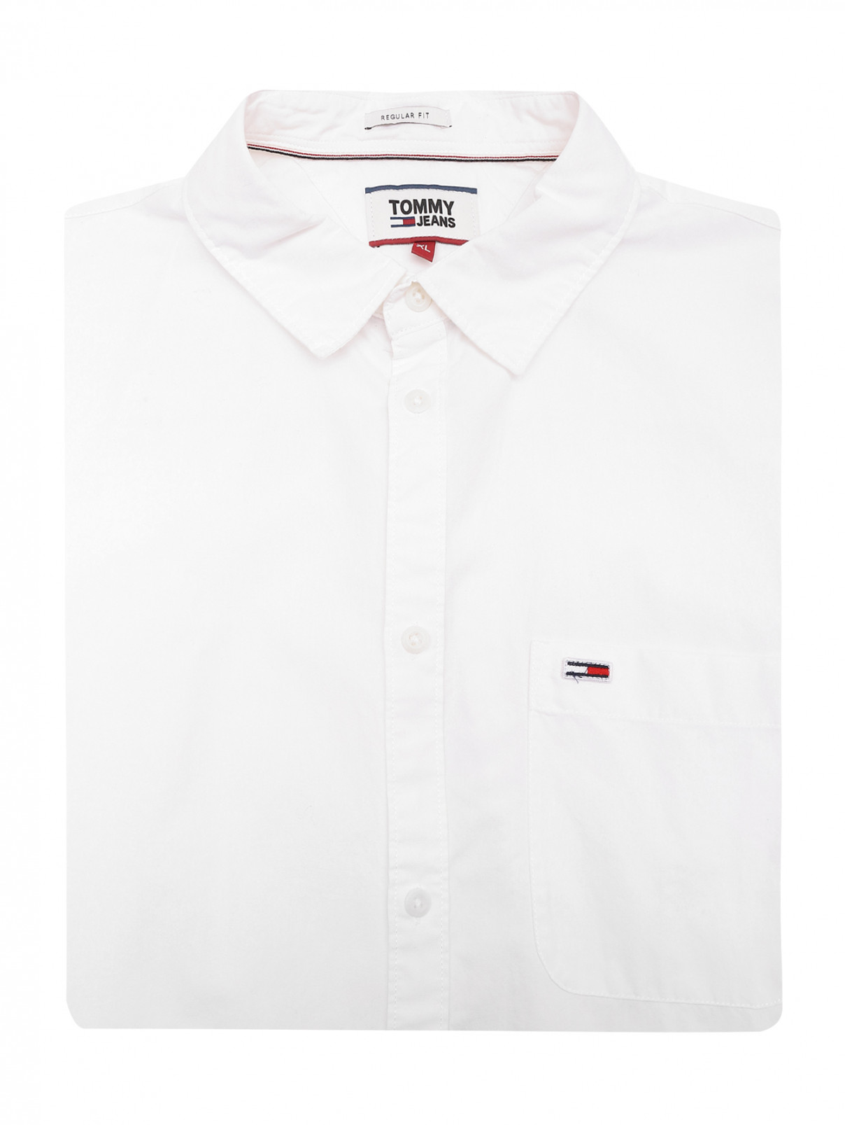 Рубашка из хлопка с коротким рукавом Tommy Jeans  –  Общий вид  – Цвет:  Белый