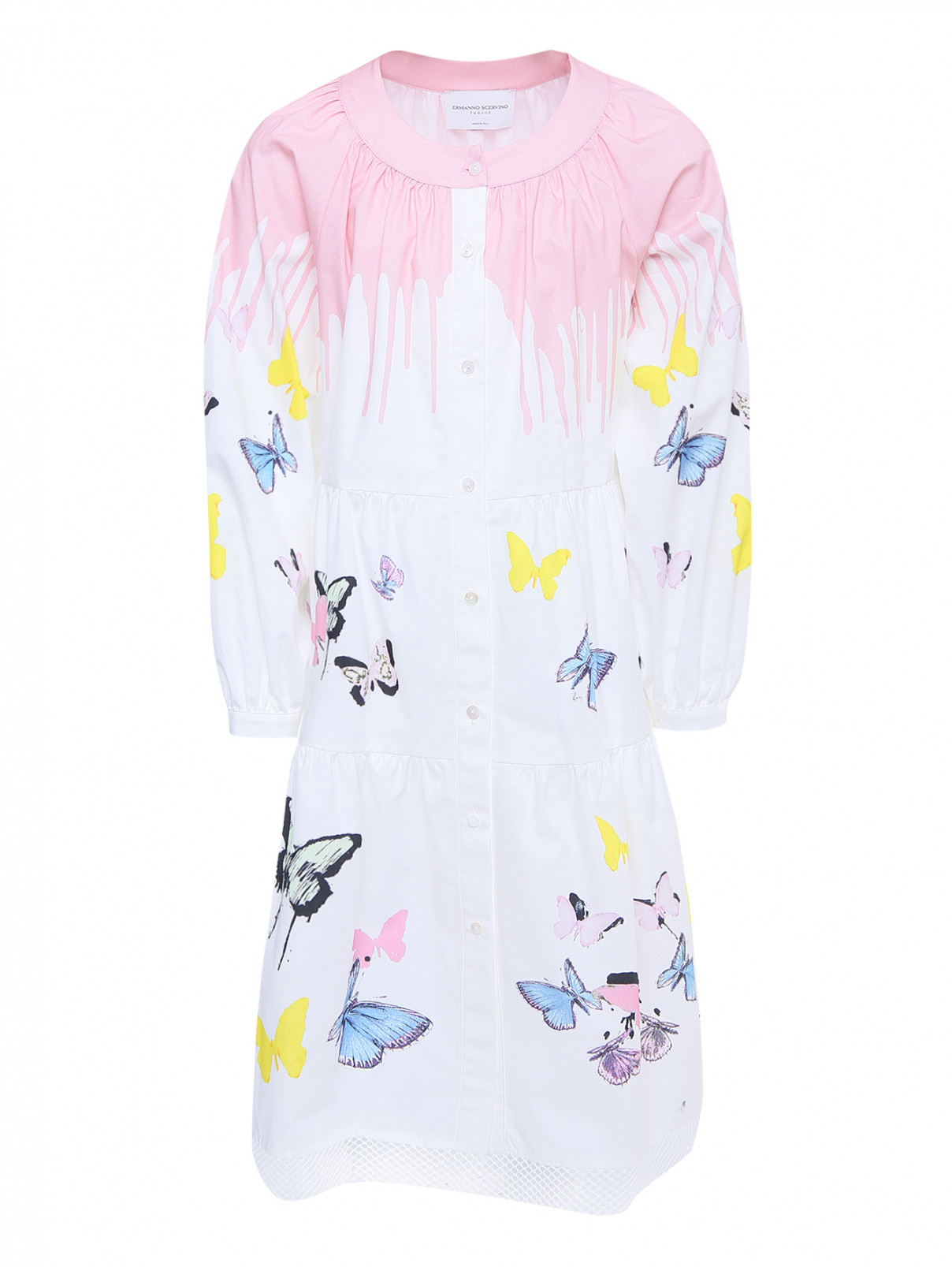 Платье-рубашка с узором Ermanno Scervino Junior  –  Общий вид  – Цвет:  Узор