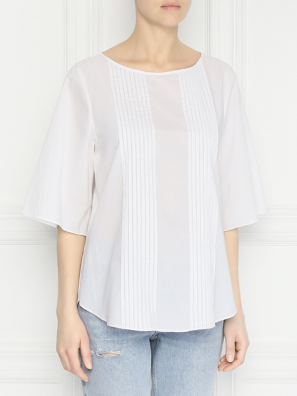Блуза из хлопка свободного кроя Van Laack  –  МодельВерхНиз  – Цвет:  Белый