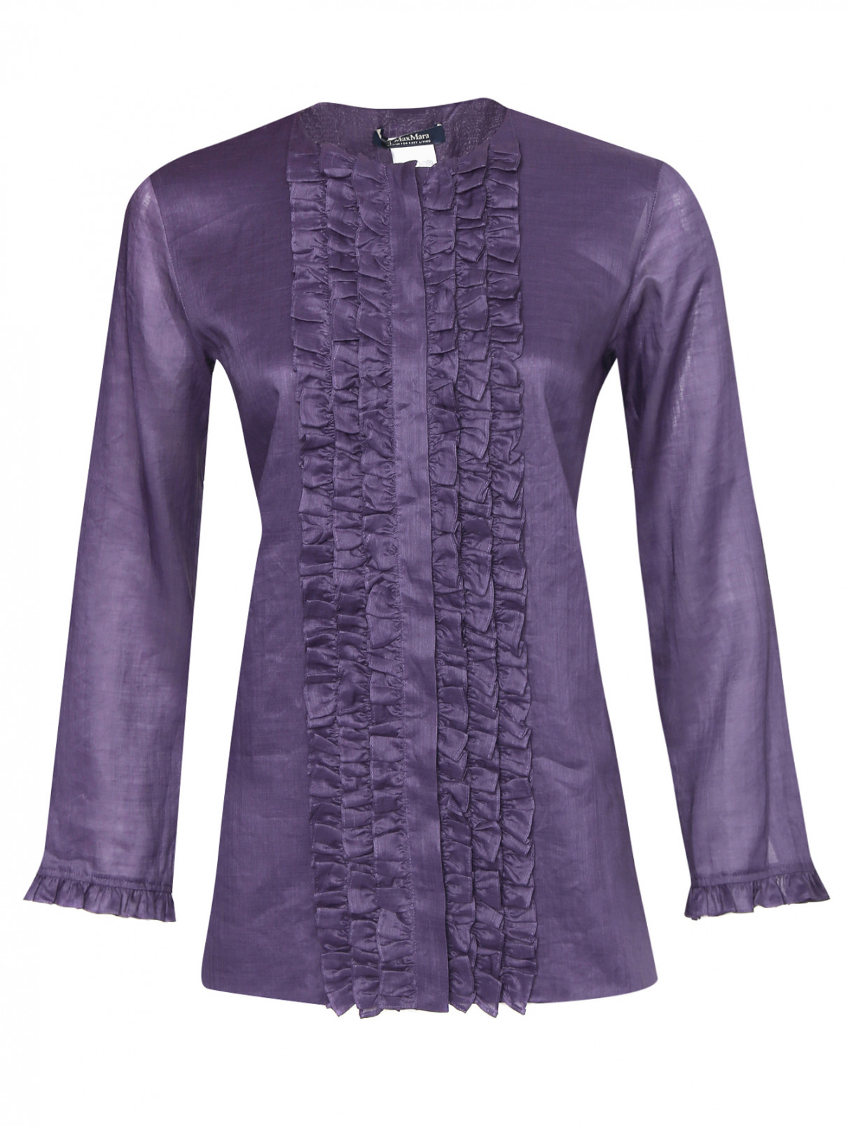 Рубашка из рами с рюшами Max Mara  –  Общий вид  – Цвет:  Фиолетовый