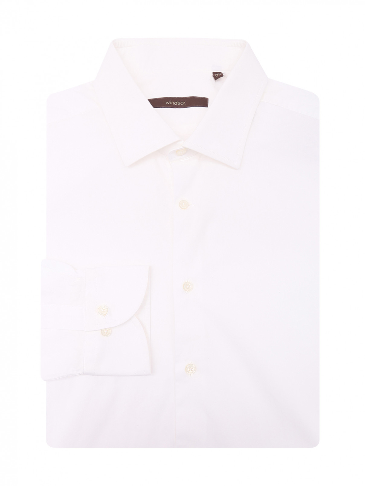 Однотонная рубашка из хлопка Windsor  –  Общий вид  – Цвет:  Белый