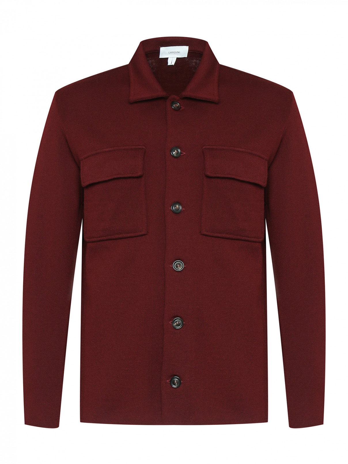 Трикотажный пиджак-рубашка из шерсти LARDINI  –  Общий вид  – Цвет:  Красный