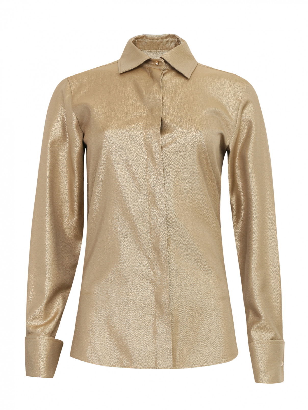 Блуза из вискозы с эффектом "металлик" Max Mara  –  Общий вид  – Цвет:  Золотой