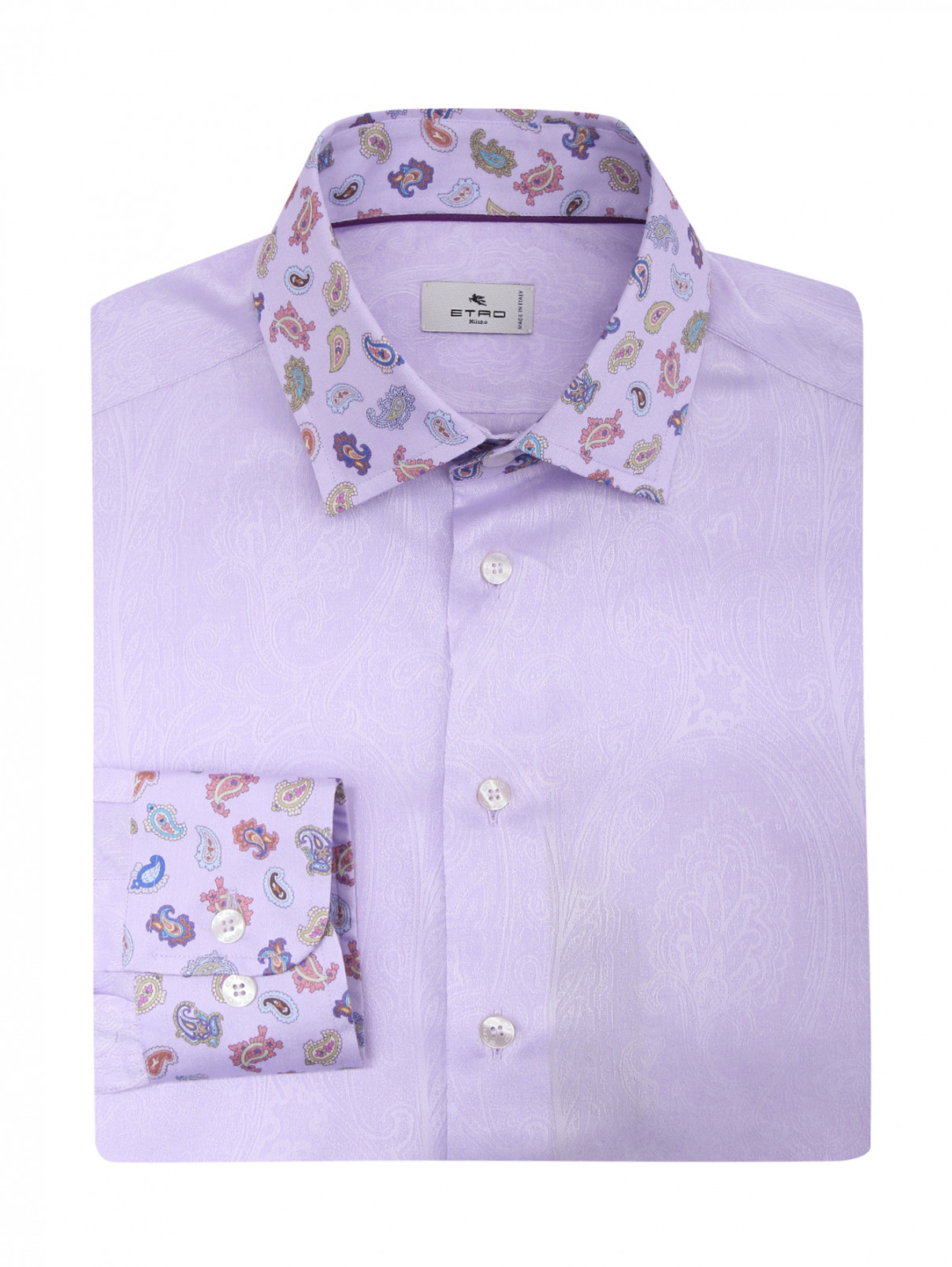 Рубашка из хлопка с узором Etro  –  Общий вид  – Цвет:  Фиолетовый