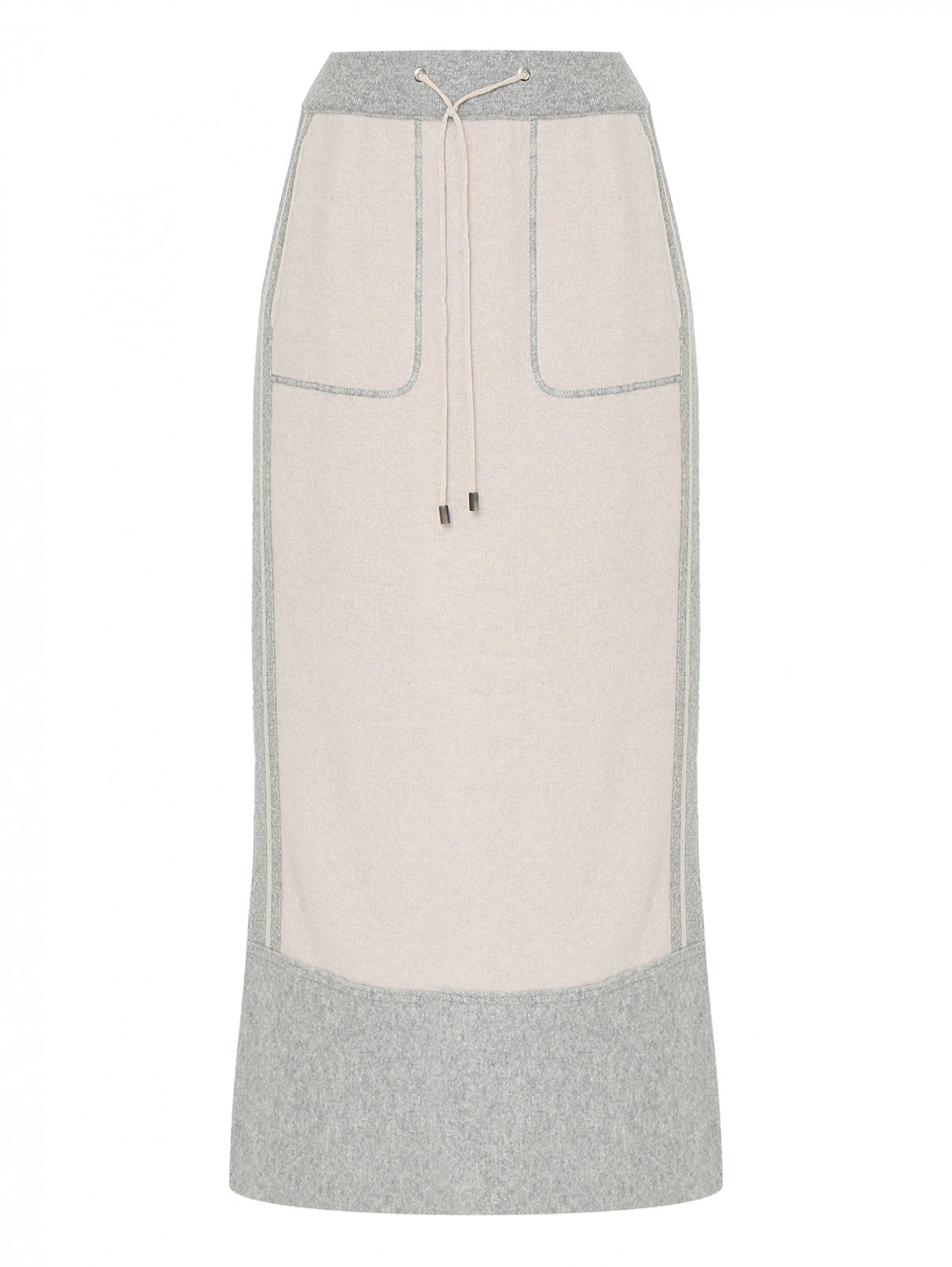 Шерстяная юбка на резинке Bruno Manetti  –  Общий вид  – Цвет:  Серый